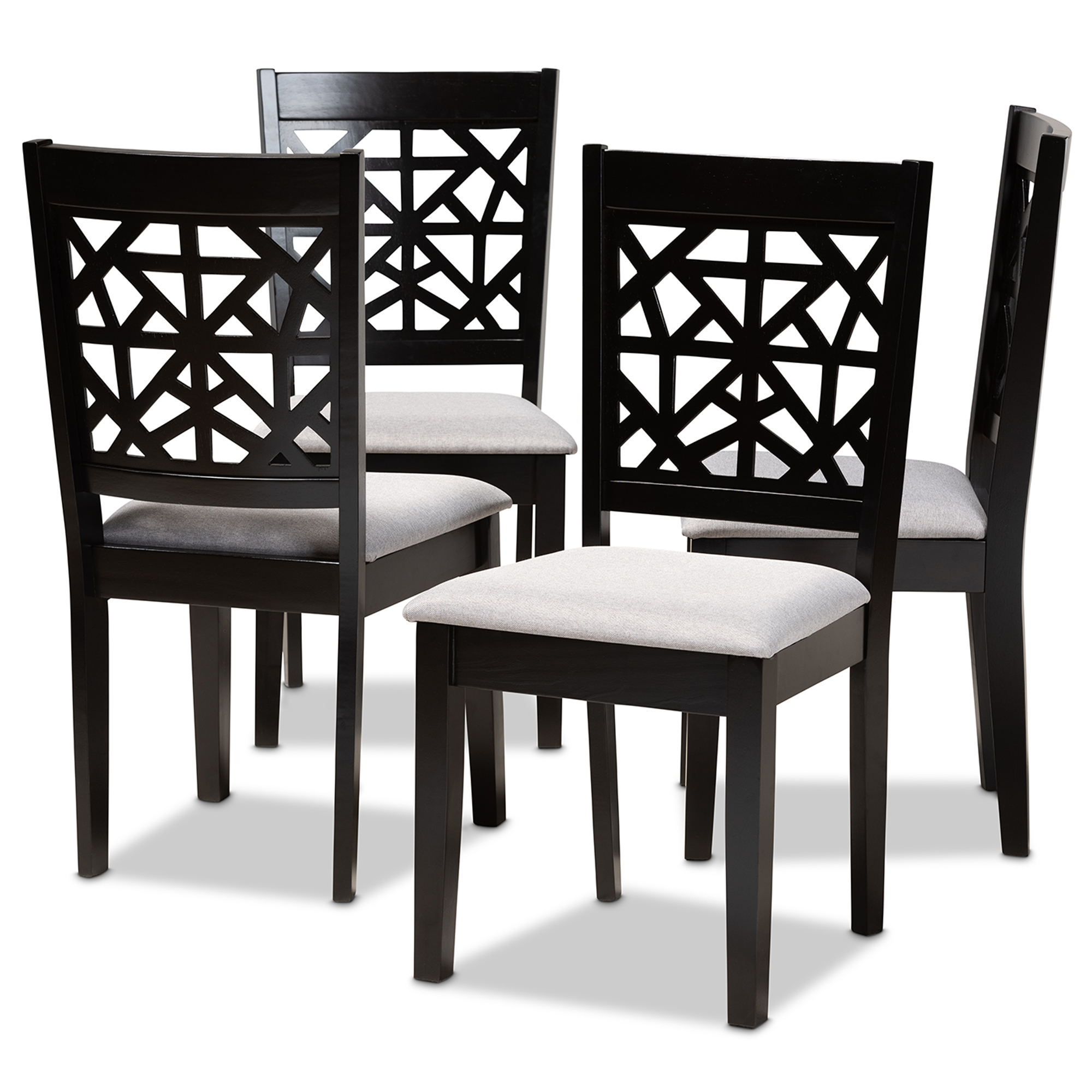 Baxton Studio Jackson Modern and Contemporary Grey Fabric Upholstered and Espresso Brown Finished Wood 4-Piece Dining Chair Set